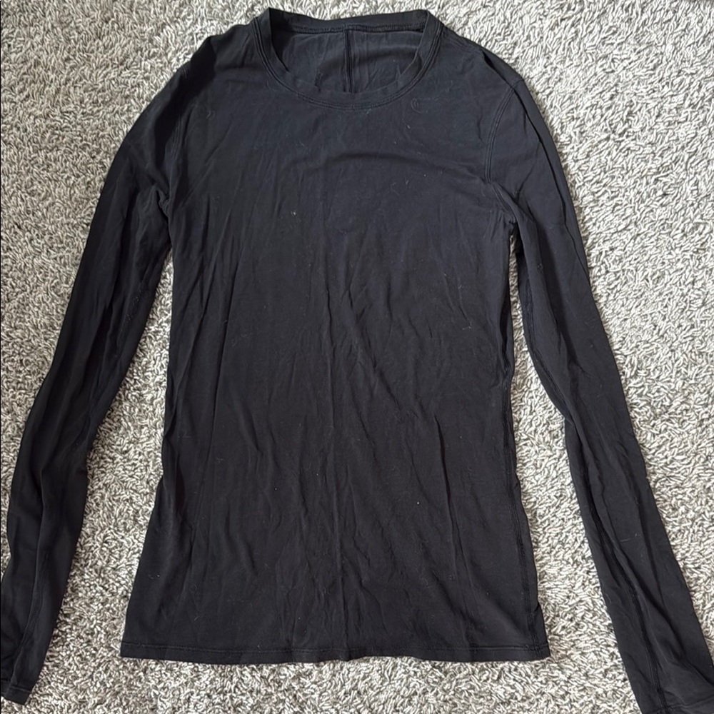 Lululemon Athletica Black Fitted Long Sleeve T-Shirt